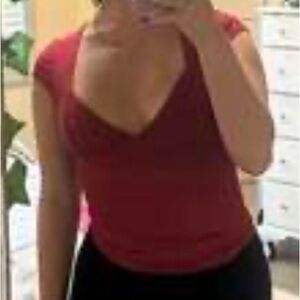 SHEIN Red Cap Sleeve Blouse